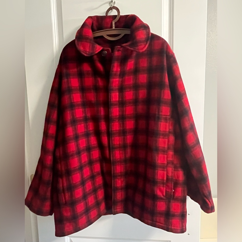VTG 60s Woolrich Shadow Plaid Wool Mackinaw Cruiser Hunting Coat Jacket 44 USA